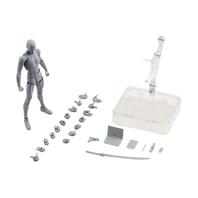 Tholdsy Juego de cuerpo de figuras con soporte de exhibición de figuras para decoración de dormitorio Juguetes macho gris 15 cm