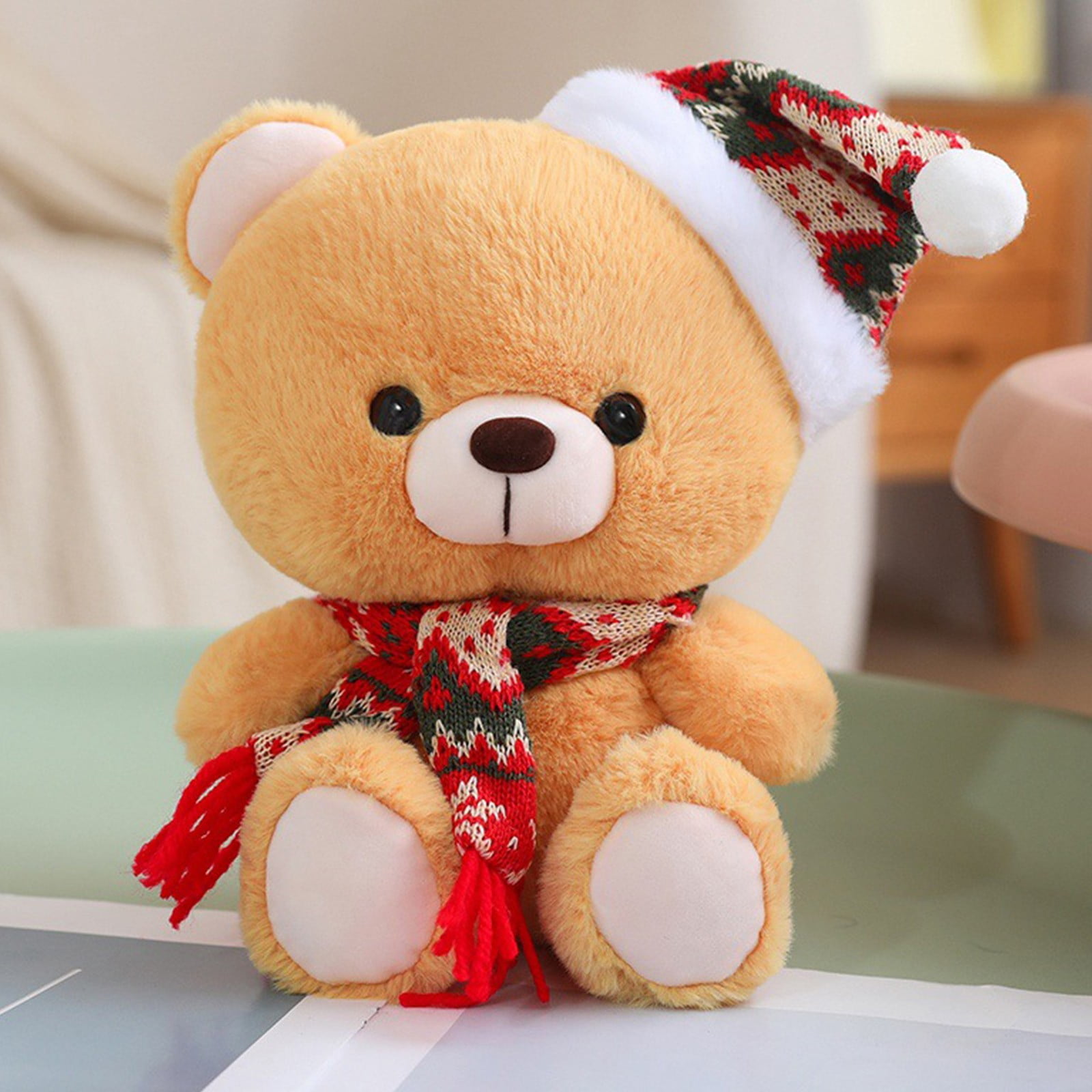 Deals Flyer Iumwxz Christmas Hat Teddy Bear Toy Pillow Teddy Bear Children's Cloth Doll Christmas Gift Boys and Girls Holiday Birthday Gift Merry Deals! Victoria Day