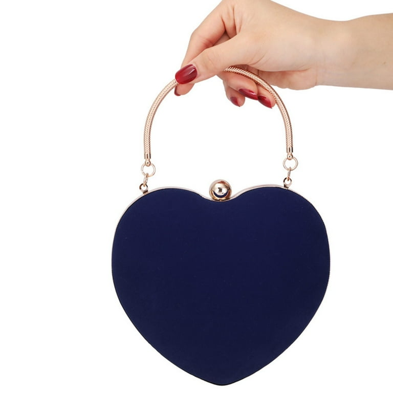 Black Heart Shaped Crossbody Chain bag Cute Clutch Purses