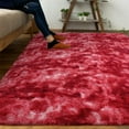 thumbnail image 7 of Junovo Luxury Velvet Shag Area Rug Modern Indoor Fluffy Rugs, Extra Comfy and Soft Carpet For Bedroom Living Room Kids Room,8'x10',Wine Red, 7 of 7