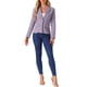 thumbnail image 2 of Chaqueta de mezclilla lavada de manga larga con botones y solapa para mujer Inspire Chic en púrpura claro, 2 of 6