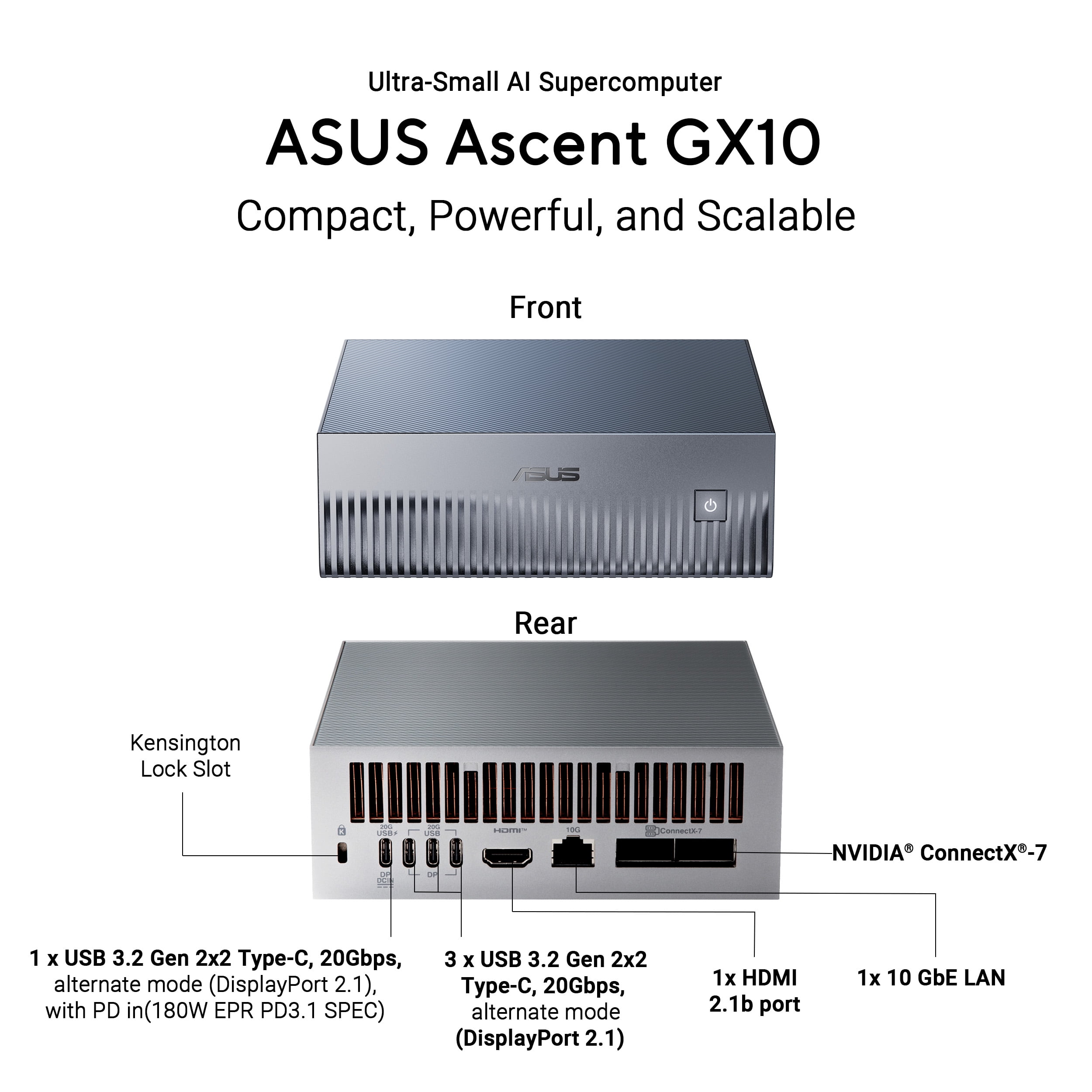 Asus Ascent GX10-GG0016BN Desktop AI Computer ARM v9.2-A 128GB RAM