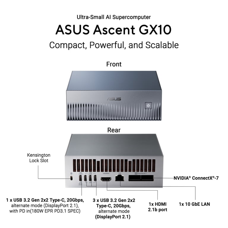 Asus Ascent GX10-GG0016BN Desktop AI Computer ARM v9.2-A 128GB RAM