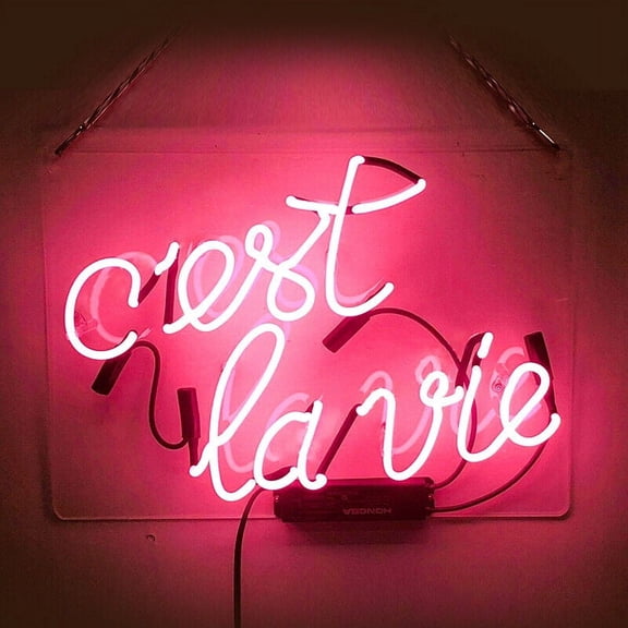 Queen Sense 14" C'est La Vie That's Life French Neon Sign Acrylic Man Cave Handmade Neon Light 114CELVPA
