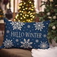 thumbnail image 2 of Christmas Hello Winter Snowflake Throw Pillow Cover 12x20 Inch Navy Blue Outdoor Christmas Decorations Xmas Holiday Lumbar Decorative Pillow Case for Couch Home Room Décor, 2 of 6