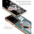 thumbnail image 5 of Designed for Samsung Galaxy S21 Ultra 5G Case 6.8 in 2021, Soft Silicone TPU Edge Plating Finger Ring Holder Kickstand Shockproof Protective Bumper Cover Cases - Gray, 5 of 7