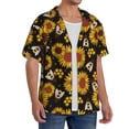 thumbnail image 4 of Xecao offers the Sunflowers And Bww for Men's Casual Short-sleeved Shirt, a button-up collared shirt with a pocket, perfect for beach vacations and yacht travel in the XX-Large size., 4 of 7