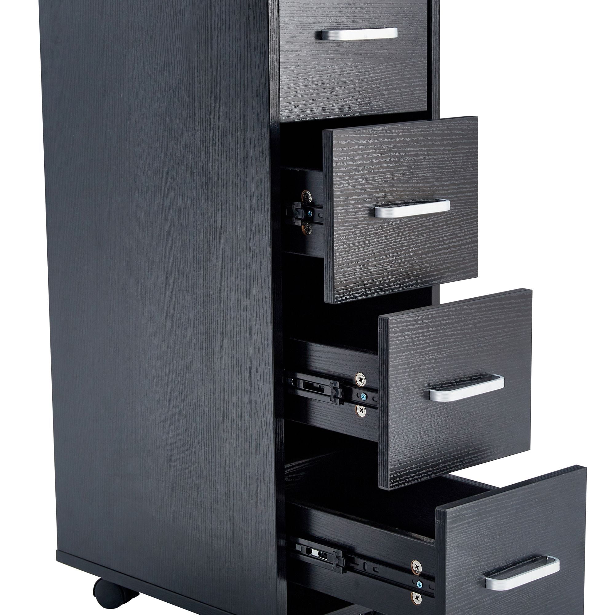 DEALTOPS Computer Desk with Multiple Drawers and Locker for Home and Office - Black