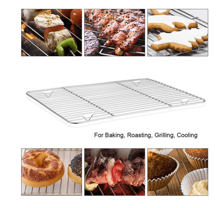 DOBADN Baking Sheet with Wire Rack, 15.35''x 11.5'' Stainless Steel Cooking  Pan with Grease Mesh Strainer, Kitchen Bakeware for Smoker and Pellet