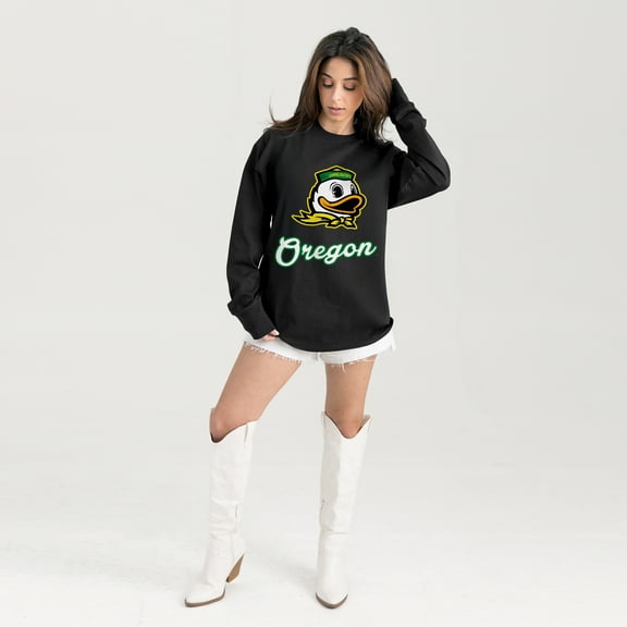 Women's Gameday Couture Black Oregon Ducks Oversized Honor Roll Long Sleeve T-Shirt