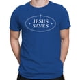 thumbnail image 2 of Jesus Saves Christian Men's Royal Blue T-shirt, 2 of 3