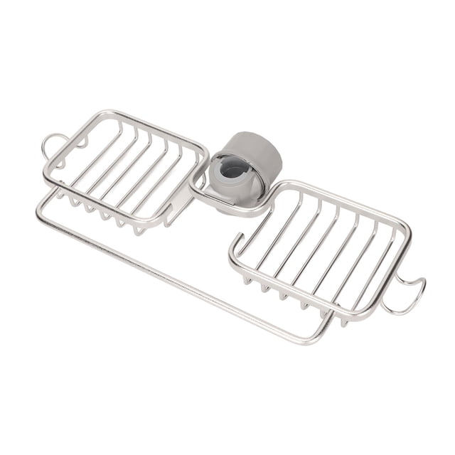 Faucet Storage Shelf, Aluminum Faucet Hanging Rack Adjustable No Burr Detachable With Towel Rod For Sponge Silver