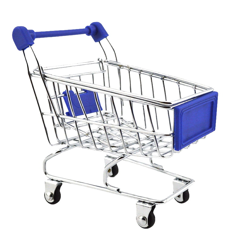 Dark Blue Miniature Metal Grocery Shopping Cart/ Doll Size/ Home