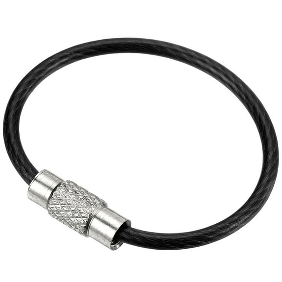 Uxcell Wire Keychain Cable Stainless Steel Key Ring Black 3.5 Inch