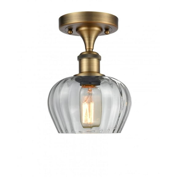 516-1C-BB-G92-L-LED-Innovations Lighting-Large Fenton-3.5W 1 LED Semi-Flush Mount in Industrial Style-11 Inches Wide by 13 Inches High   Brushed Brass