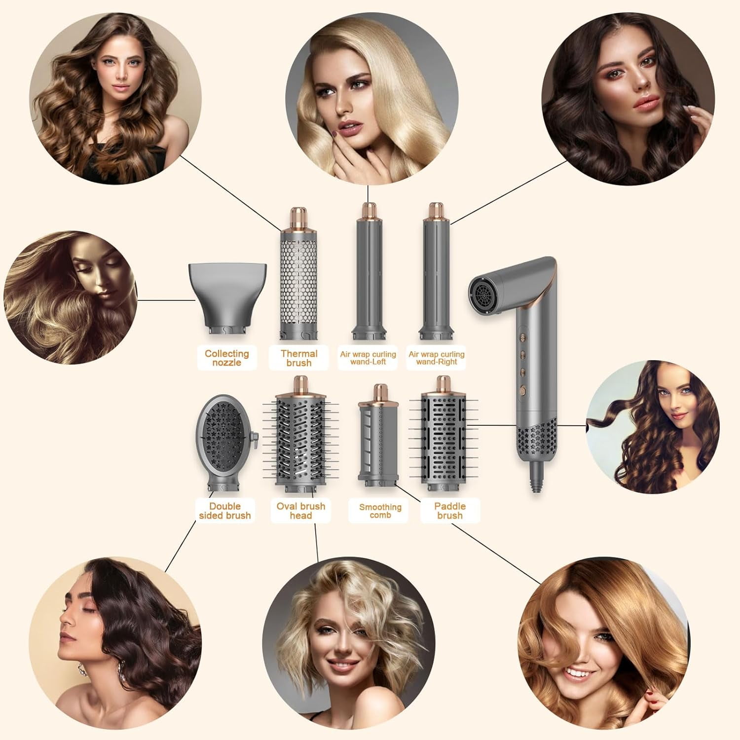 8-in-1 Air Styler & Hair Dryer Set with High-Speed Brushless Motor