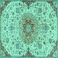 thumbnail image 1 of Ahgly Company Machine Washable Indoor Square Persian Turquoise Blue Traditional Area Rugs, 3' Square, 1 of 4