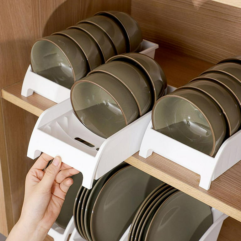 Typutomi 3PCS Dinner Plate Holder, Plastic Kitchen Cabinet Organizer for  Dishes Vertical Dishes Storage Rack for Kitchen Countertop(2 Small & 1  Large)