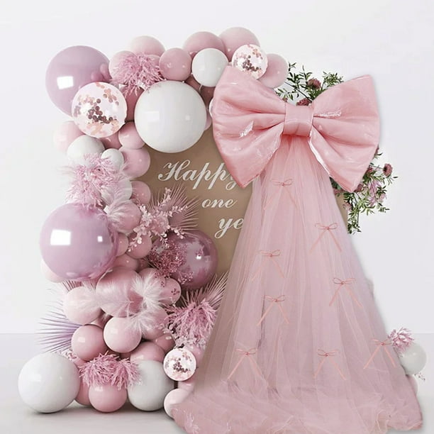 Lazo Grande de Poliéster Rosa y Rojo de 20 Pulgadas para Decoración de Fiestas, Bodas, Baby Showers, Árboles de Navidad y Cumpleaños.