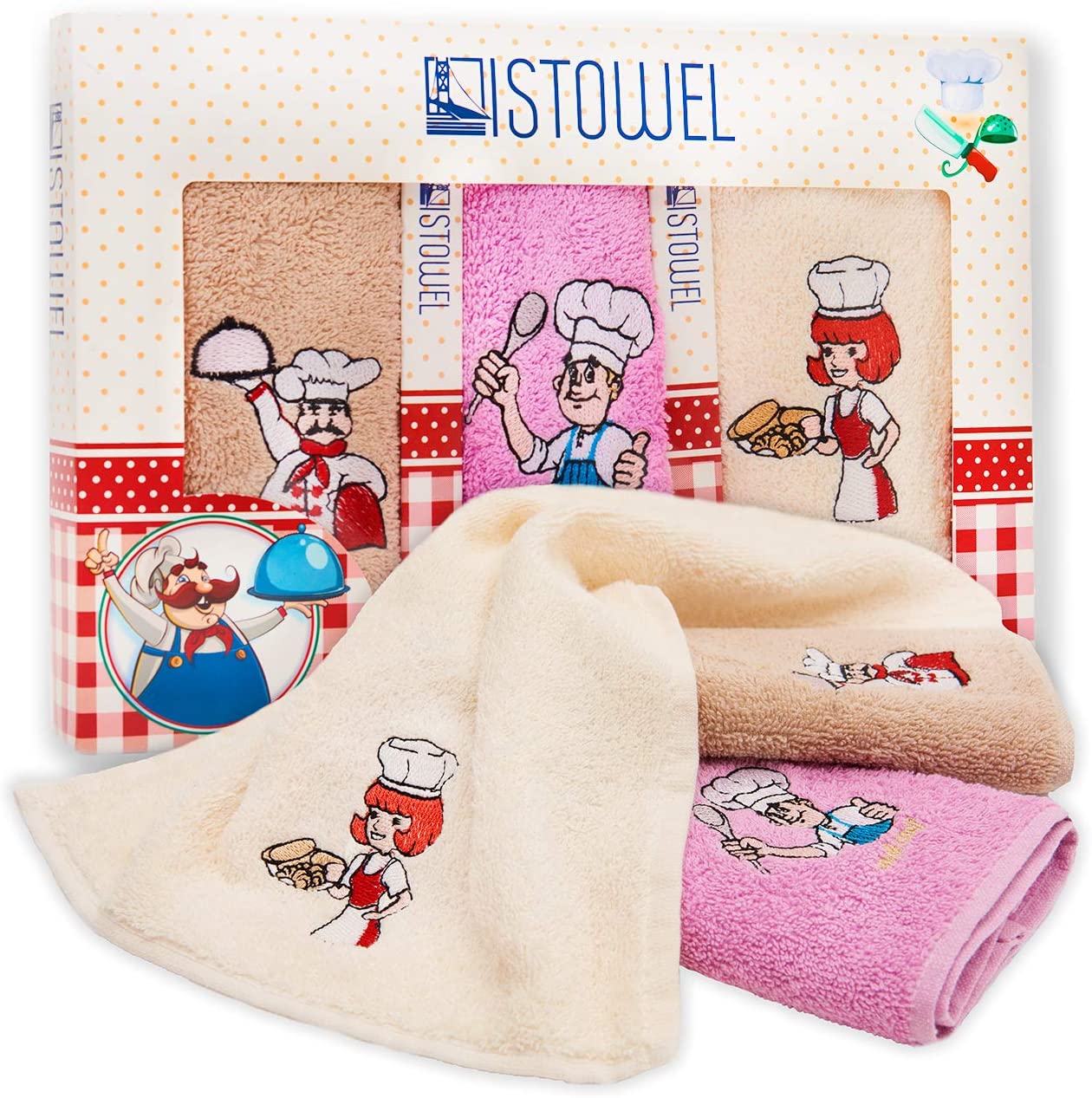 Decorative Kitchen Towels and Dishcloths Sets 12" x 20" Cotton Terry