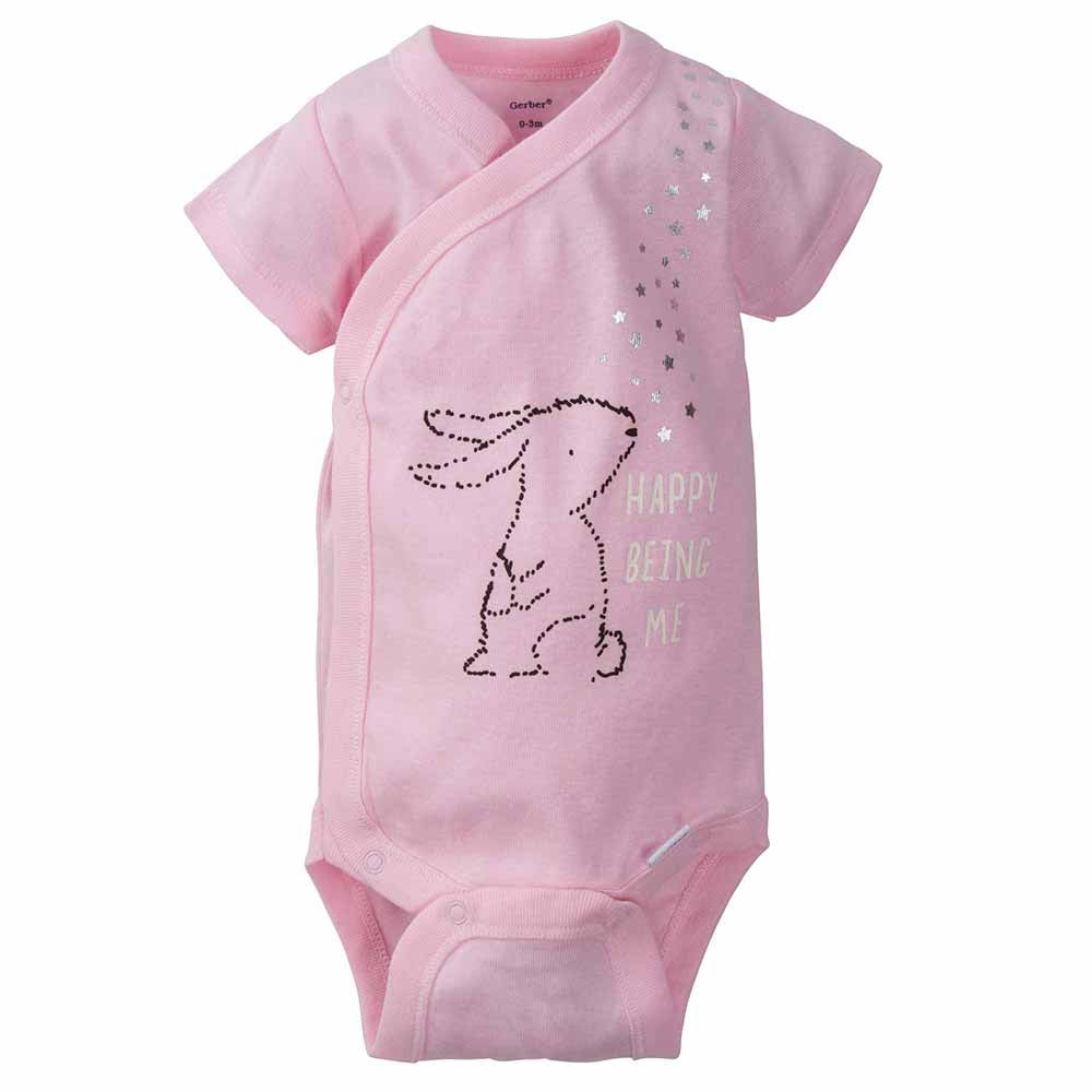 Gerber Baby Girl Short Sleeve Onesies Bodysuits, 5-Pack (Newborn - 12 Months)