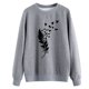 thumbnail image 1 of Sudadera de mujer con cuello redondo y manga larga con estampado de plumas, Jersey informal holgado para mujer, Top con patrón gris y negro XL, 1 of 6