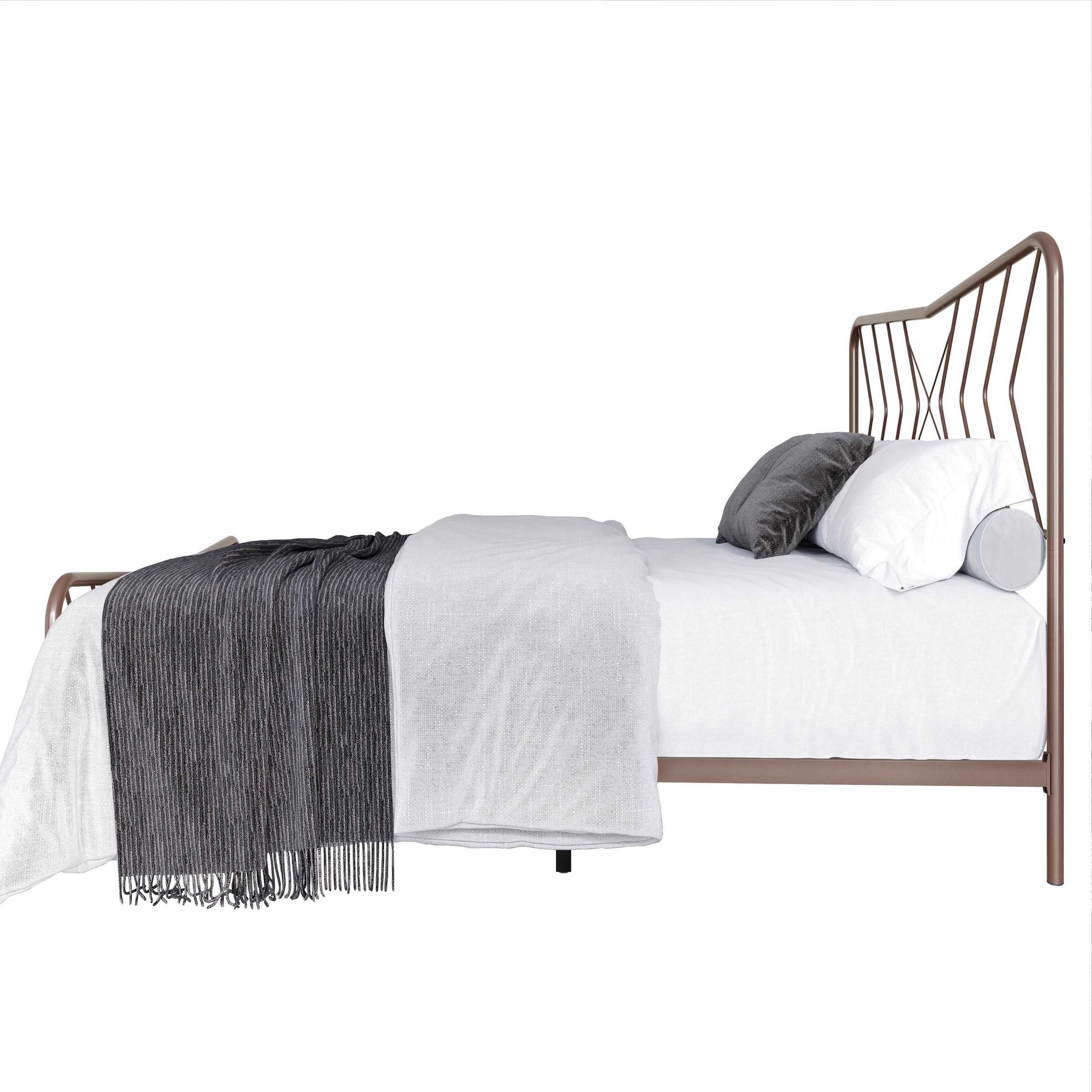 Home Design Rosette Queen Metal Bed – Pink, Durable Queen Bed
