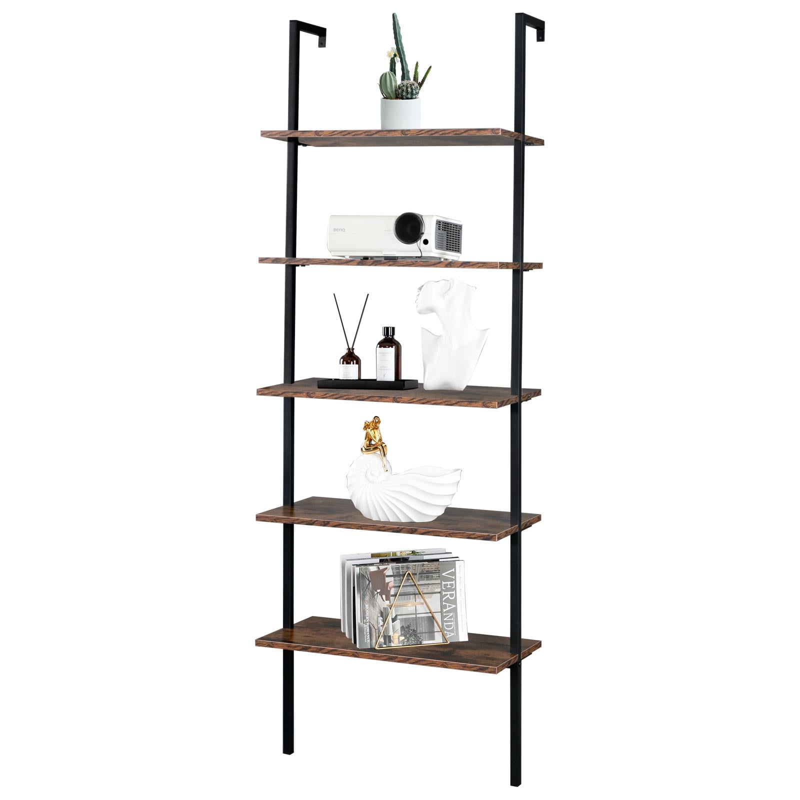 Zimtown 5 Shelves Bookcase, Wall Mounted Bookshelf Plant Flower Display