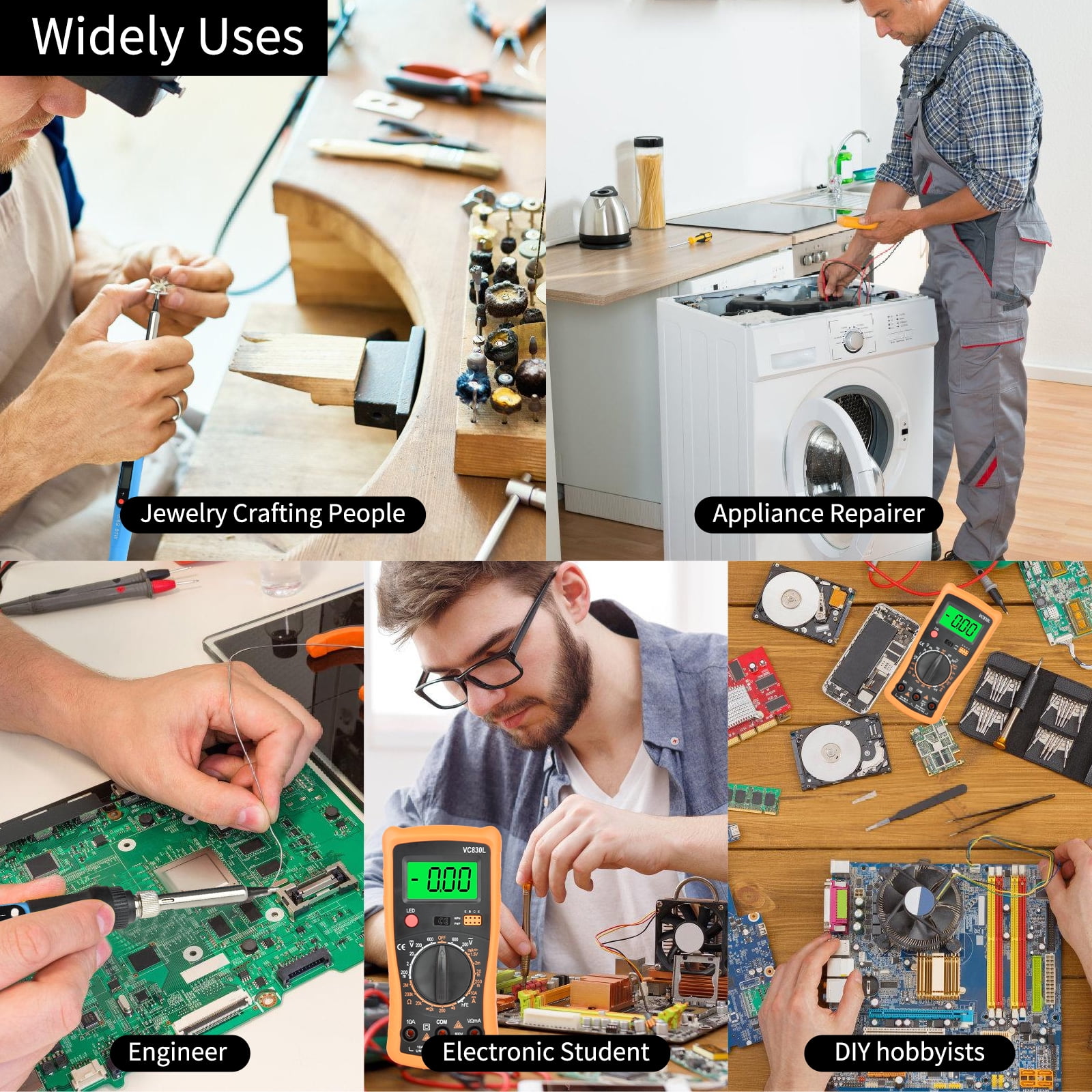 Bcamelys Soldering Iron Kit with Multimeter,Digital Display Electric Soldering Iron Tool Set 18Pcs