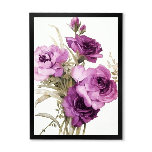 Designart 'Bouquet of Dark Pink Roses' Traditional Framed Art Print