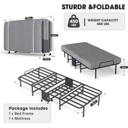 DRNANLIT Folding Bed with Mattress, 75 x 38 Twin Size Folded Bed, 6cm Thick, Foldable Twin Bed for Adults, Portable Roll Away Guest Beds