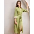 thumbnail image 6 of Womens Green Satin-Like Jacquard Robe With Lace Trim And Tie Waist, 6 of 7