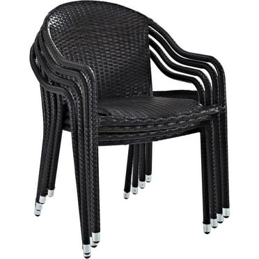 FurniFact Modern Stackable Outdoor Wicker Chair Set of 4