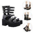 thumbnail image 3 of 1 par de sandalias de suela gruesa, elegantes, para mujer (negro), 3 of 6