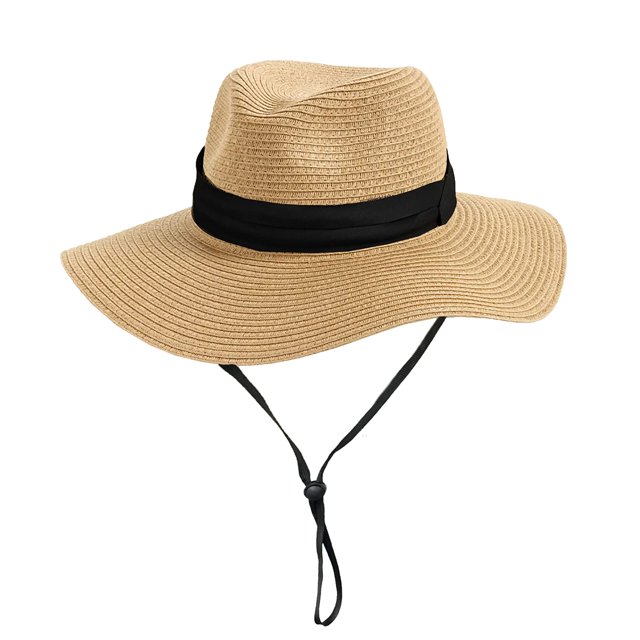 Sombrero de playa flexible para niñas de ala ancha - Sombrero de paja de viaje de verano para niños de 9 a 16 años (Khaki1 56CM (9-18 años))