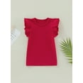 thumbnail image 2 of Gureui Newborn Infant Toddler Baby Girl Fly Sleeve T-shirt,Casual Solid Color Round Neck Summer Top, 2 of 8