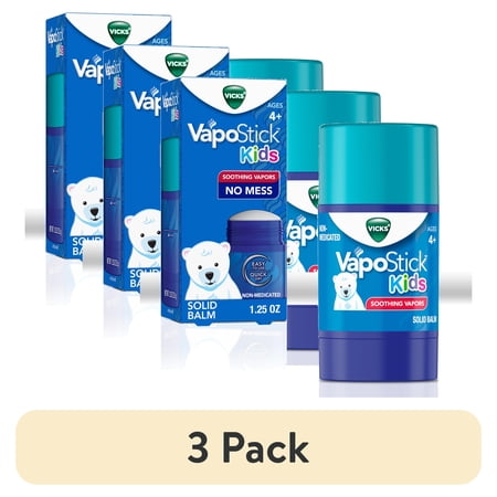 (3 pack) Vicks Vapo Stick Kids, Soothing Non-Medicated Vapor Rub for Children with Menthol Scent, 1 Count