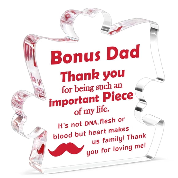 Placa acrílica decorativa Bdayption Bonus Dad de 12 x 12 cm