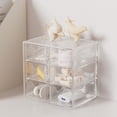 thumbnail image 3 of Joernso Transparent Storage Box 3 Tiers 6 Compartments Jewelry Cosmetic Classification Storage Pull-out Drawers Stackable Dustproof Bedroom Desktop Organizer, 3 of 8