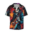 thumbnail image 5 of Daiia Rock Skull Singer Men's Linen Shirts Short Sleeve Casual Shirts Button Down Shirt for Men Beach Summer Wedding Shirt-3X-Large, 5 of 6