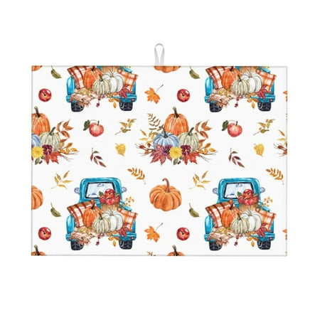 

Adobk Vintage Autumn Truck Print Microfiber Dish Drying Mat Baby Bottle Drying Mat Kitchen Counter Dish Mat Super Absorbent