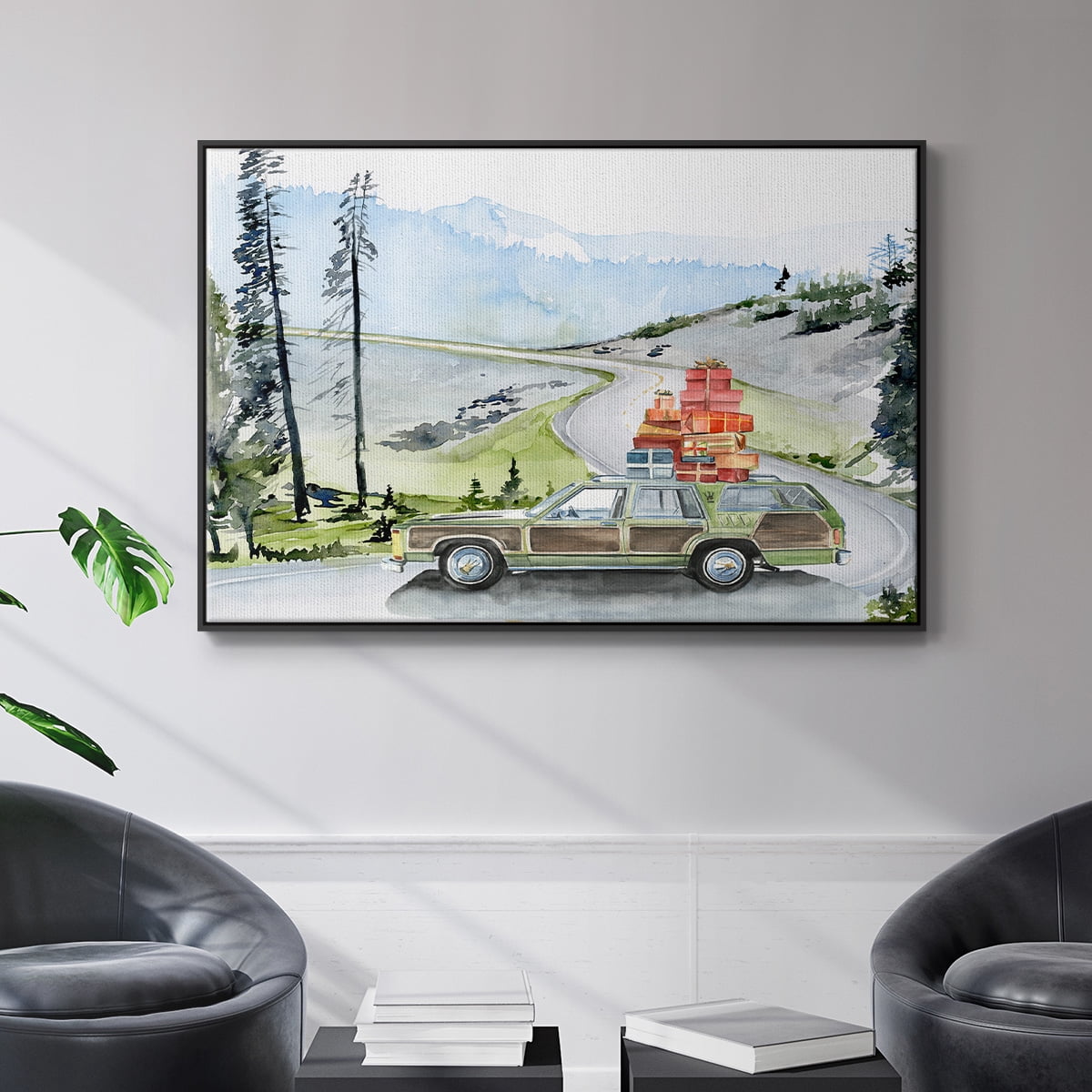 Holiday Vacation II - Framed Gallery Wrapped Holiday Canvas - 27 x 41 - Black Frame