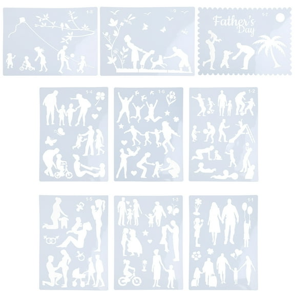 9 Pack Silhouette Painting Stencils Reusable Parent-Child Drawing Templates for Lovers Kids Women Men Students Gift