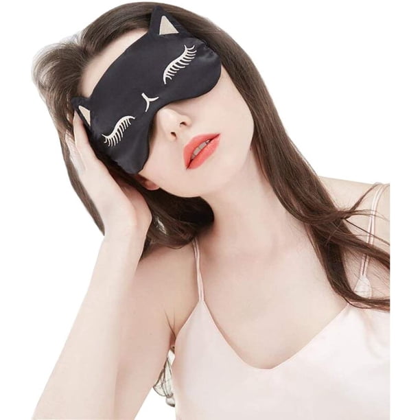 Antifaz para ojos de gato, antifaz para dormir de seda natural de Drizzle, fundas para ojos suaves y suaves para dormir Xemadio WMZL-300-1