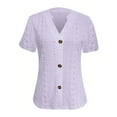 thumbnail image 4 of Danhjin Womens Tops Button Up Tshirts Short Sleeve Summer V neck Casual Blouses 2025 Short Sleeve Casual Shirts Summer Deals, 4 of 4
