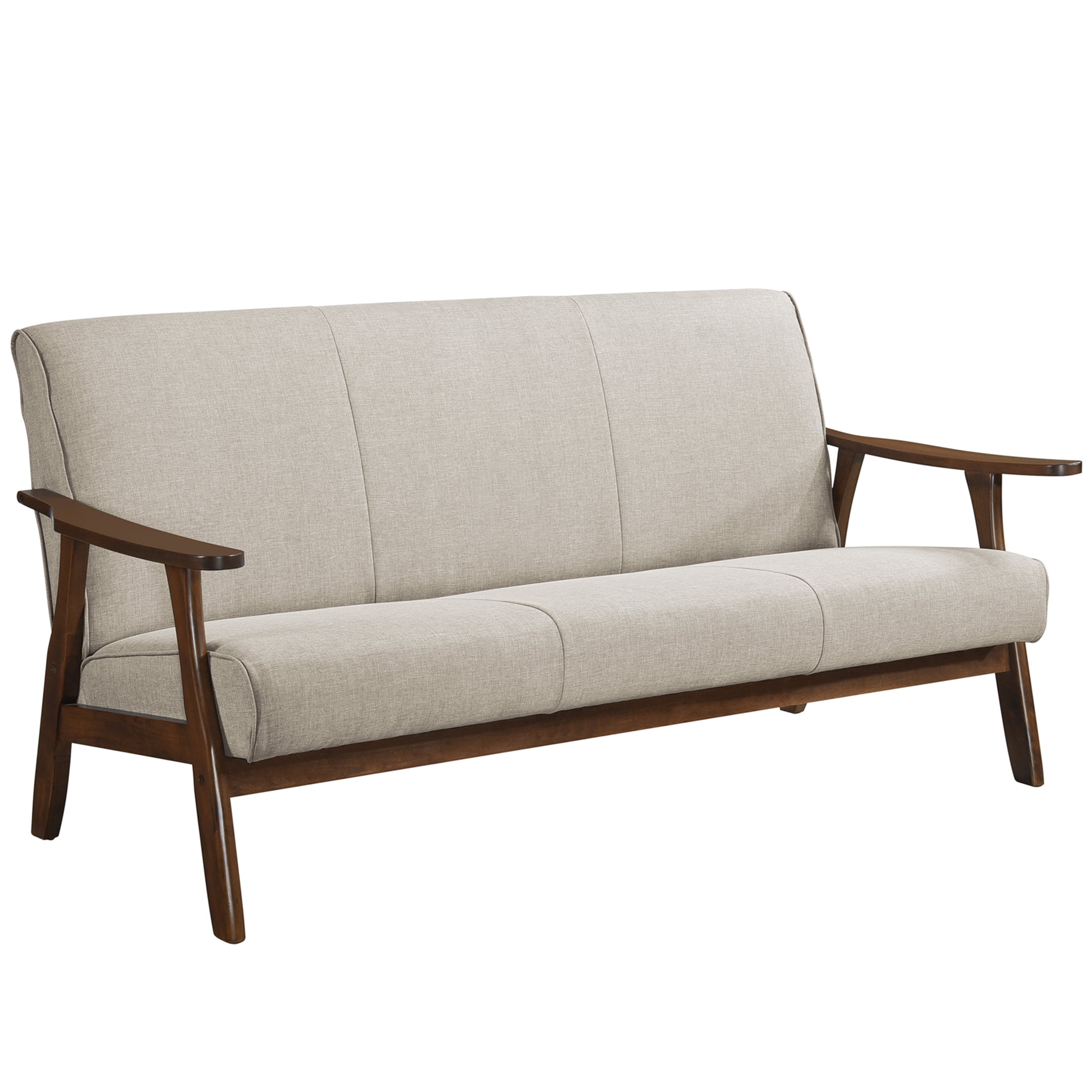 Castle Place Mid-Century Upholstered Linen Sofa, Warm Grey