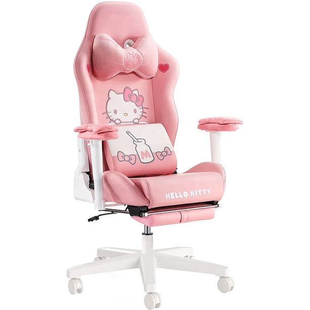 Silla ergonómica de escritorio de oficina para ordenador, silla de juegos de hello kitty de color personalizado de cuero PU, bonita silla para jugadores Kawaii para niña