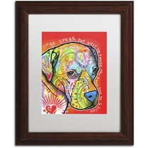 Trademark Fine Art 'Dogs Speak' Canvas Art by Dean Russo, White Matte, Wood Frame