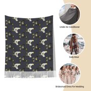Rateoe Cartoon Rooster Women's Traditional Scarf Wrap Tassel Shawl Fringes Neck Head Shawl Retro Scarf