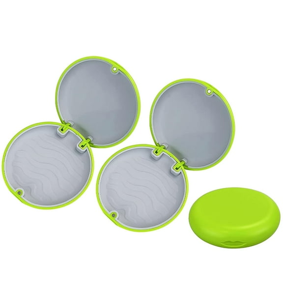 Aligner and Retainer Case, 2PCS Solid Orthodontic Aligner Retainer Case Denture False Box, Mouthguard Case Holder Protective Case for Oral Care Dentisty - Green